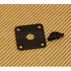 FSJP-B Black Flat Square Metal Jack Plate For Guitar or Bass with Screws 