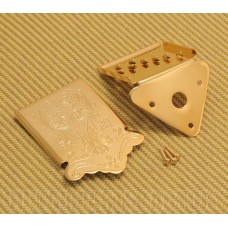 MANDO-TG Gold Mandolin Tailpiece & Ornate Cover w/ Mounting Screws