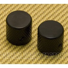 MK-004-BK 2 Black Metal Flat-Top Knobs for Guitar or Bass