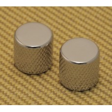 MK-NB00-5NI (2) Nickel Flat Top Barrel Knobs Push-On Guitar/Bass 6mm Split Shaft