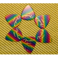 P-RAINBOW-H (6) Genuine Fender Heavy Rainbow Premium Celluloid Picks