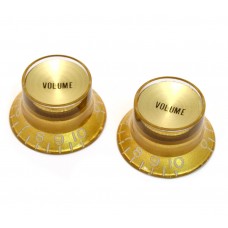 PK-0184-032 Set of 2 Reflector Volume Knobs Gold/Gold For USA Gibson Guitar