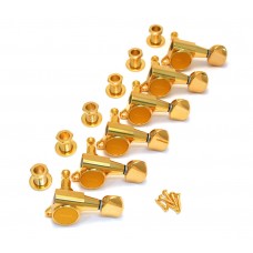 TK-0760-002 Gotoh Gold Sealed 6 Inline Mini Tuners Round Button Fender Guitar