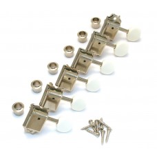 TK-0980-001 Gotoh Nickel 6 Inline White Round Button Vintage Guitar Tuners 