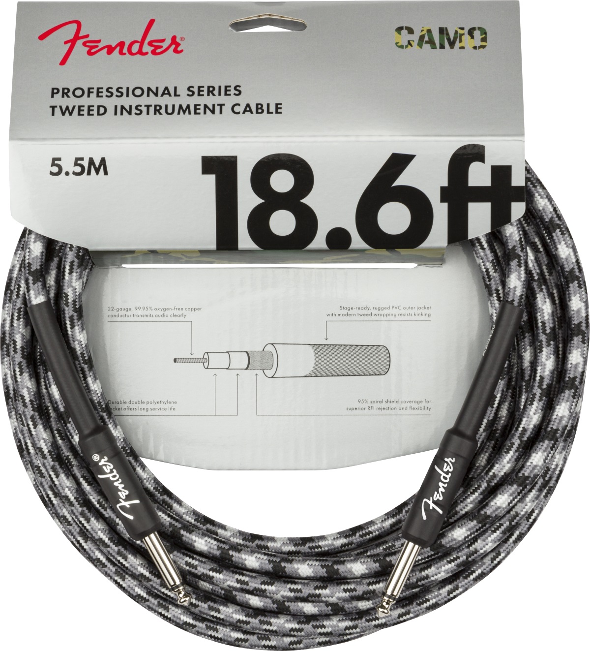 Cable Para Guitarra y Bajo Fender Deluxe 25' TWD Jack-Jack 7.5 m