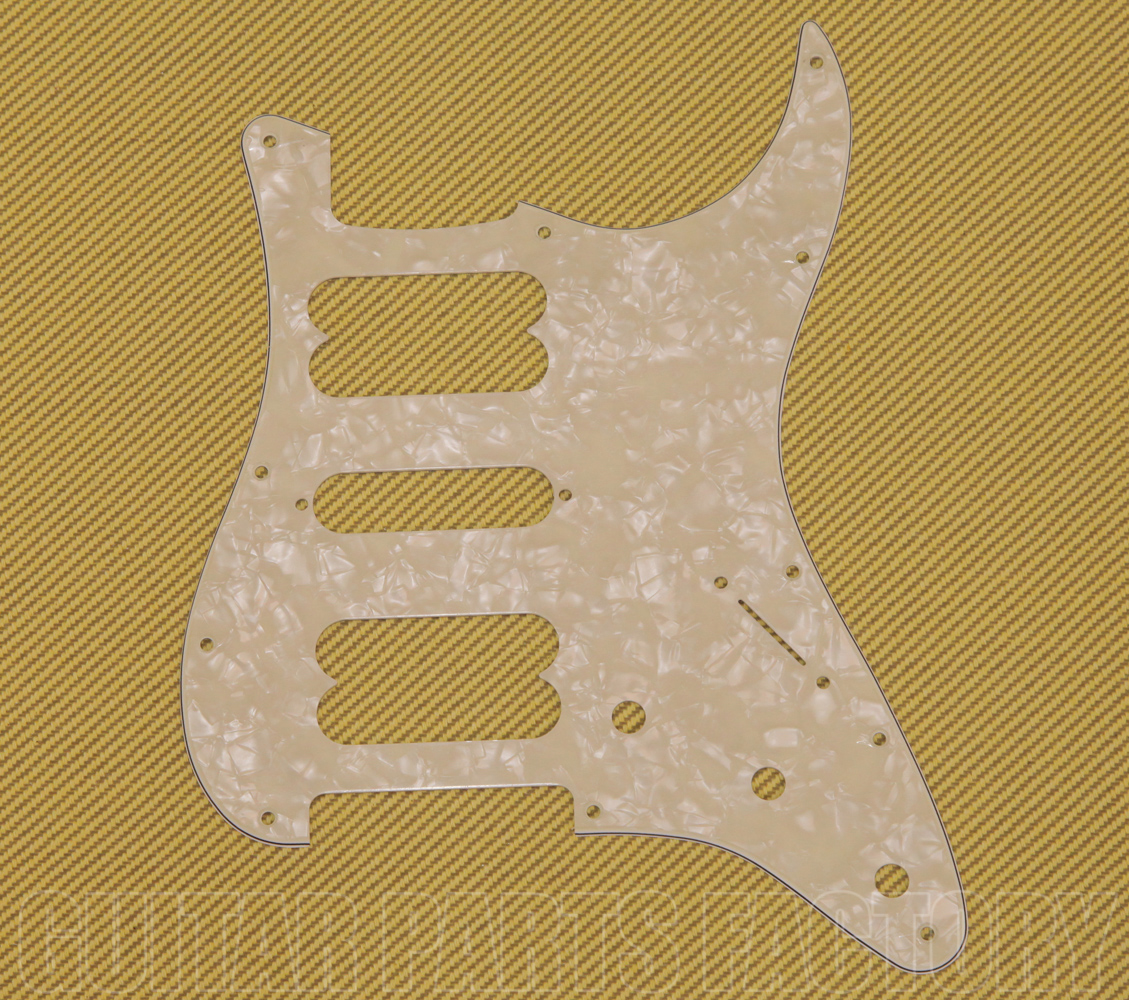 FLEOR 4Ply Brown Tortoise 11 Hole Round Corner Strat HSS Pickguard Guitar BackPlate Set Fit USA/Mexican Stratocaster 4-screw Humbucking Mounting Open Pickup 