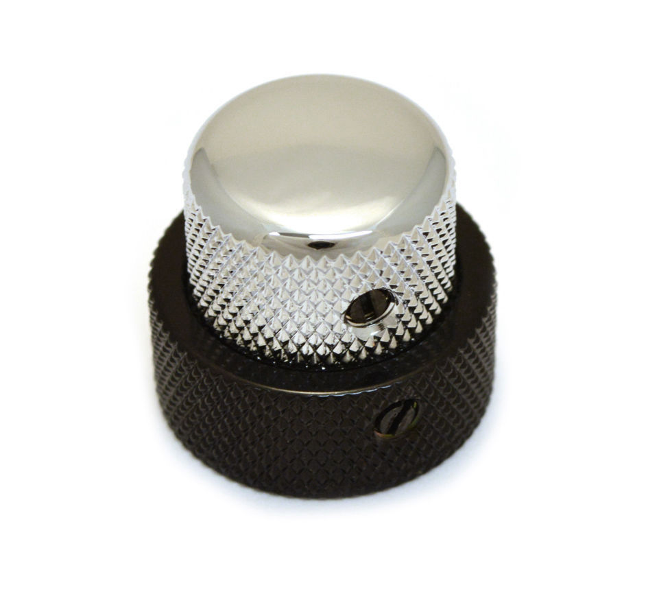 MK-3338-000 1 Black and Chrome Stacked Knob for 62 Jazz Bass CTS 