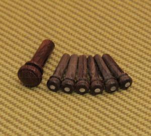 BP-0855-0R0 Rosewood Acoustic Guitar Bridge Pins Slotted w/ Pearl Dot and End Pin