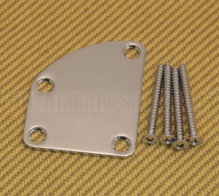 NP-DLX-C Chrome Offset/Contoured Heel Neck Plate Kit for Fender Deluxe Guitars