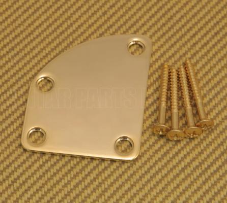 NP-DLX-G Gold Offset/Contoured Heel Neck Plate Kit for Fender Deluxe Guitars