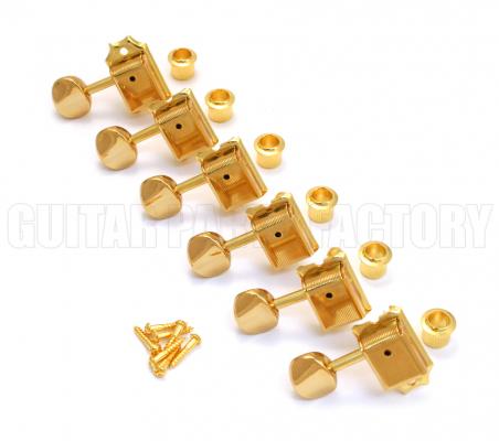 TK-0880-L02 Lefty Gotoh 6 Inline Vintage Gold Tuners for Stratocaster Jazzmaster Guitars