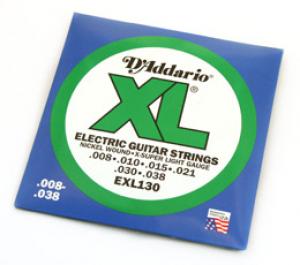D'ADDARIO XL .008-.038 ELECTRIC GUITAR STRINGS
