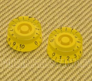 PK-MSI-Y 2 Yellow Metric Speed Knobs 6mm Split Shaft Pots Import Guitars for Guitar or Bass