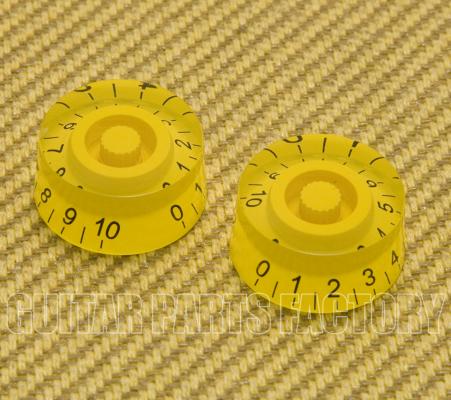 PK-MSI-Y 2 Yellow Metric Speed Knobs 6mm Split Shaft Pots Import Guitars for Guitar or Bass