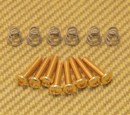 GS-0007-002 Gold Guitar Pickup & Switch Mounting Screws w/Spring USA Strat 