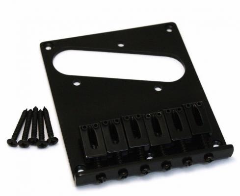 GB-TEC-B Black Modern Economy Telecaster Guitar Bridge 6-Saddle