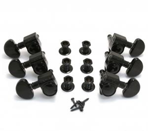 102-18BC Grover Rotomatic 18:1 Guitar Machine Head Tuners  Set of 6 3+3 BLACK