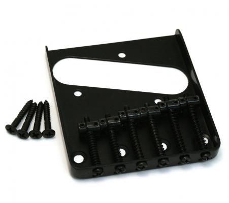 TB-0033-003 Black Vintage 6-Saddle Tray Style Bridge for Tele Guitar