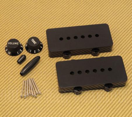 PC-JAZZKIT-B Black Accessory Kit For USA Fender Jazzmaster Guitar Knobs Covers Tips Screws 