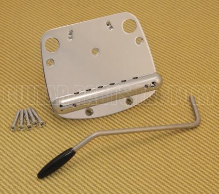 SB-0224-010BT Chrome Tailpiece and Arm for Mustang Guitar Black Tip