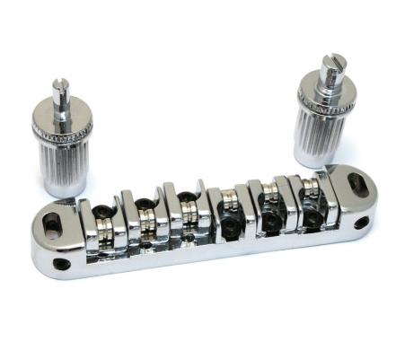 GB-MRT-C Chrome Modern Roller Saddle Tune-o-matic Style Guitar Bridge 