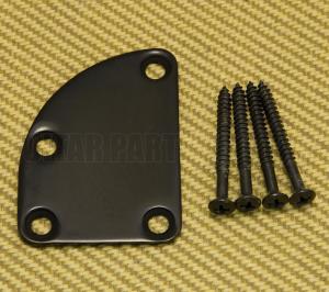 HN-008-BK Narrow Black Deluxe Cutaway Heel 4-Bolt Guitar Neck Plate w/Screws