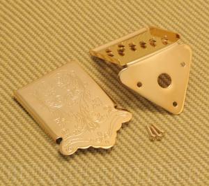 MANDO-TG Gold Mandolin Tailpiece & Ornate Cover w/ Mounting Screws