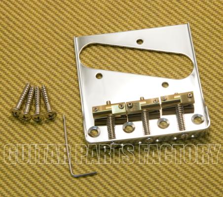 BT005-SS-C Chrome Wilkinson Telecaster Tray Bridge No Logo w/ Cut Out Sides