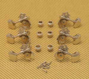 008-1000-044 Open Gear Tuners Nickel Butter Bean Buttons 3+3