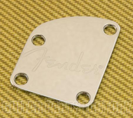 770-8383-000 Fender Guitar Strat/Tele Deluxe Chrome Neck Plate w/ Spaghetti Logo 7708383000 