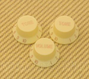 PK-0178-C Cream W/ Gold Lettering Knob Set for Strat