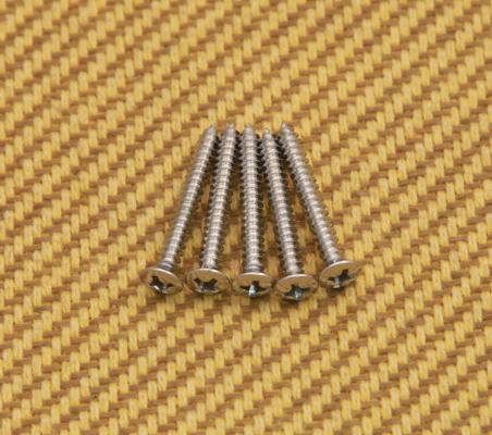 GS-B013-010 (5) Chrome Bridge Mounting Screws #6 X 1" Bass and Hardtail Guitar