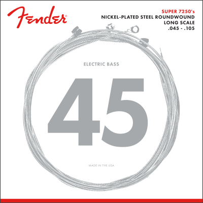 073-7250-406 Fender 7250 Super Electric Bass Strings Nickel Plated 45-105 0737250406