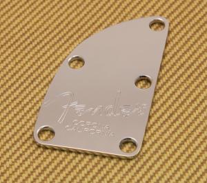 005-8329-000 Fender Bass American Dlx Chrome 5 Bolt Logo Corona CA Neck Plate 0058329000 