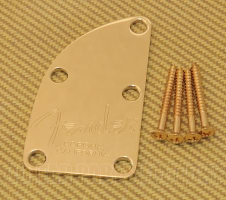 005-8339-000 Fender American Deluxe Bass Gold 5-Bolt Neck Plate & Screws Corona 