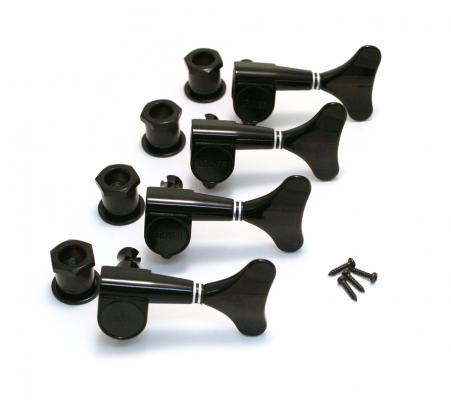 144BC4 Grover 4 Inline Sealed Black Bass Tuners