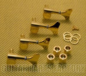 144G4 Grover 4 Inline Sealed Gold Mini Series Bass Tuners