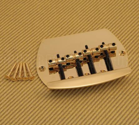 Bass Bridge, Metal Four String Bass Bridge Professional Guitar Bass Bridge Comes With Screws And Hex Wrench For 4 String Electric Bass Guitar (Gold