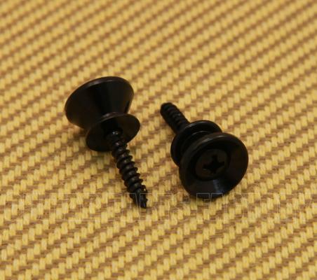 AP-0670-003 (2) Gotoh Black Strap Buttons/Screws For Fender Guitar or Bass 