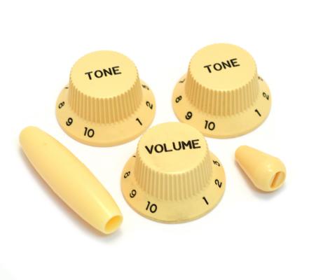 PK-0178-028 Cream Knob Set For Fender Strat Guitar w/ Tremolo & Switch Tip