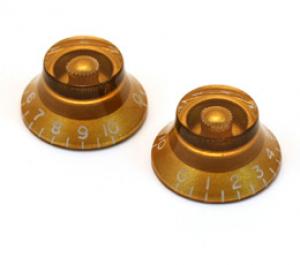 PK-0140-032 (2) Gold Bell Knobs For Gibson USA Guitar & CTS Split Shaft Pots