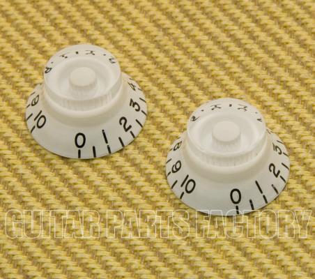 PK-0140-025 (2) White Bell Knobs Numbers 1-10 For USA Guitars