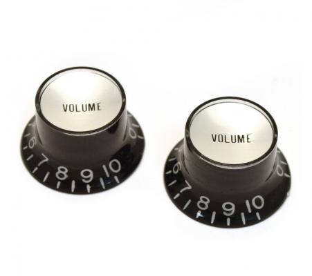 PK-0184-023 Reflector Volume Knobs Black Silver for USA Gibson Guitar