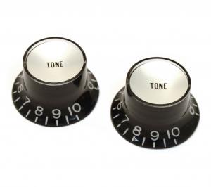 PK-0182-023 Reflector Tone Knobs Black Silver for USA Gibson Guitar