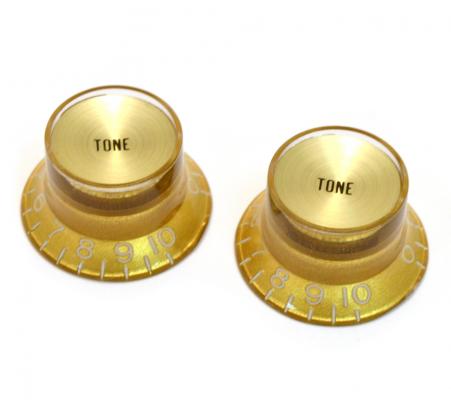 PK-0182-032 (2) Reflector Tone Knobs Gold/Gold for USA Gibson Guitar