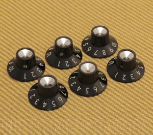 099-0930-000 6 Pure Vintage Black/Silver Skirted Amplifier Knobs 1-10 0990930000