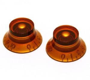 PK-MBI-A (2) Amber Metric Bell Knobs for Import Guitars