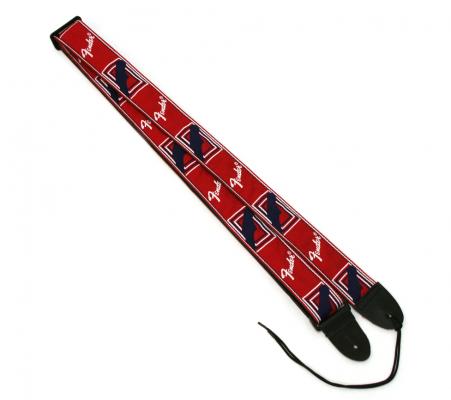 099-0682-000 Genuine Fender Monogram Red/White/Blue Strap for Guitar/Bass 0990682000