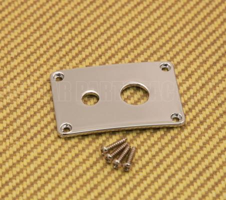 DHJP-C Chrome Rectangle Dual Hole Jack Plate For Guitar/Bass w/ Screws 