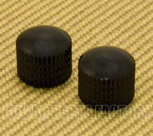 PK-008-BK (2) Black Plastic Push-On Dome Knobs for Guitar/Bass